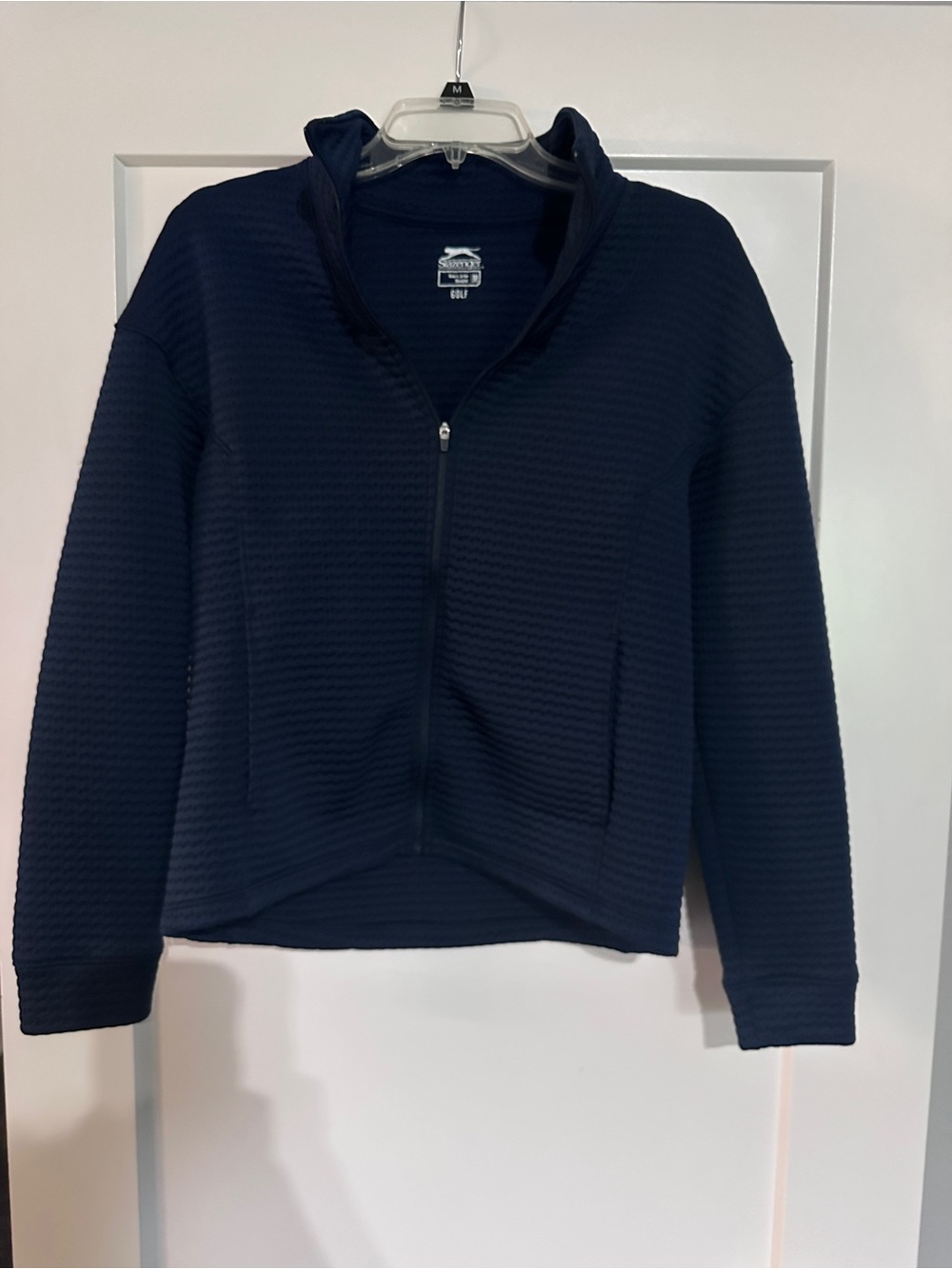 Slazenger Women's Golf Navy Zip-Up Textured Jacket